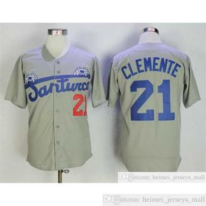 Grey Roberto Clemente koszulka #21 Santurce Crabbers Puerto Rico w baseball dżersey Baseballs zszywana koszulka Szybka wysyłka