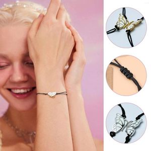 Link Bracelets Charm Bracelet For Couple Friendship Butterfly Pendant Rope Chain Bangle Women Men Lucky Jewelry R0I2