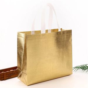 Non-woven Glossy Reusable Grocerys Tote Handle Gift Bag Foldable Customized Gift Bags