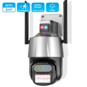 Dome Cameras 8MP 4K PTZ IP Camera Dual Lens 8X Zoom Audio Outdoor WiFi Camera Motion Detection Light Alarm CCTV Video Surveillance Cam 221025