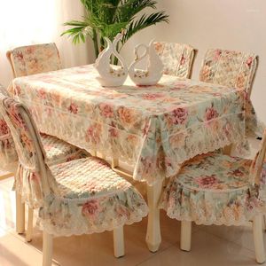 Chair Covers Cover Coffee Table Tablecloth Diningroom Decoration Vintage Lace Euro Pastoral Dining Cushion Set