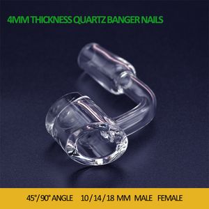 Unha banger de quartzo de 4 mm de espessura Acessórios para fumar sem cúpula 10 mm 14 mm 18 mm masculino feminino 45/90 graus