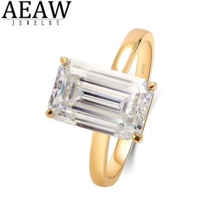 Wedding Rings Real k Yellow Gold Emerald Brilliant Cut Engagment Halo Ring Carat Fine Ring for Womne Gift D color