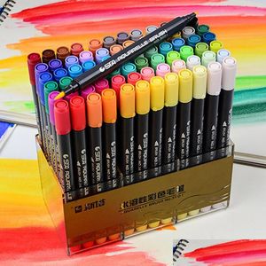 Markers Sta Dual Brush Water Based Art Marker Pens With Fineliner Tip 12 24 36 48 Color Set Watercolor Soft Markers For Artists Ding Dhqn4