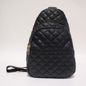 Quilted Day Packs Black Sling Bag Faux Leather Bags Outdoor Women Purse On-the-go Hands Free Travel Bag DOMIL2028