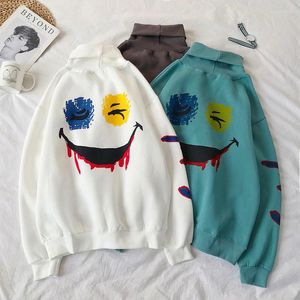 Moletons masculinos outono de inverno redondo colorido de pescoço alto masculino impressão de hedging hedging europeu Estilo americano Hip-hop Cartoon Alunos