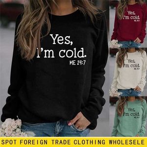 Autumn Womens Hoodies Sweatshirts Letters Tryckt Löst tröja Långa ärmar Casual Tops Fashion Pullover Cotton T Shirt