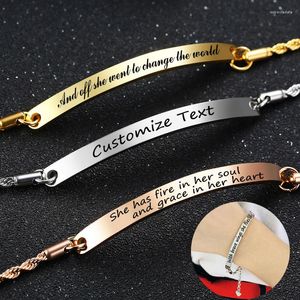 Link Bracelets Women Personalize Free Custom Name ID Bar Bracelet Stainless Steel Adjustable Wristband With Heart Pendant Mom BFFJewelry