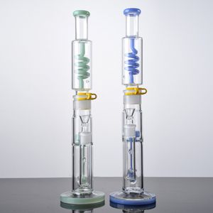 Wholesales Inch Big Bongs Freezable Beaker Bong Build Hookahs Condenser Coil Oil Dab Rigs Green Blue Heady Glass Water Pipes With mm Joint Bowl DHL Free