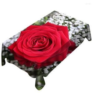 Table Cloth 2022 Valentine's Day Tablecloth Rose Print Rectangular Cover Holiday Party Home Decor 7.24