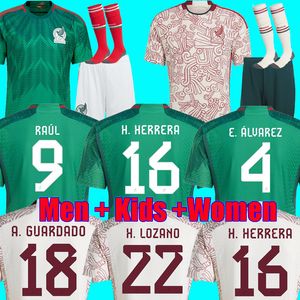 2022 Fan Player Mexico Soccer Jersey DHL gratuito DHL o UPS Spedizione agli Stati 3xl 4xl 23 23 Raul Chicharito Lozano dos Santos Shirt da calcio Kit Kit Women Men Set uniforms