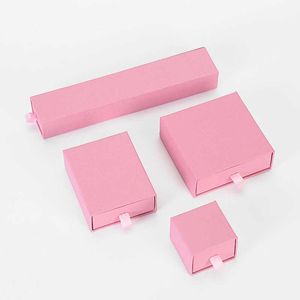 Smyckeslådor 12st högkvalitativa rosa förpackningar Kraftpapper gynnar bulk presentpåse halsband armband l221021