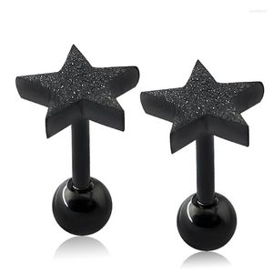 Stud Earrings 16G Star Earring Black Plated Ear Stainless Steel Women Men Cartilage Piercing Zircon CZ Anti-Allergic