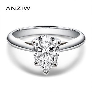 Wedding Rings Classic 925 Sterling Silver 20ct Pear Solitaire Ring Women Wedding Engagement Rings Jewelry Lover Gifts 221024