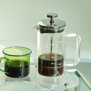 Kaffeekannen Doppelschichtiger französischer Presstopf Handbrühfilter Hochborosilikatglas Hitzebeständiger Teebereiter