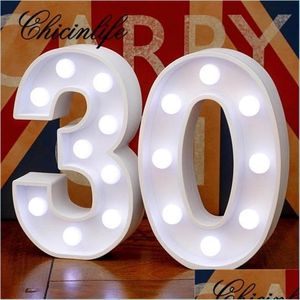 ADT 30/40/50/60 Party Chicinlife 2pcs Numer LED String Nocna Lampka Lampka Światła z okazji urodzin