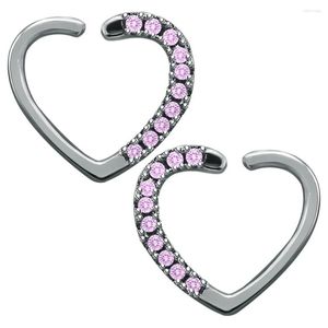 Backs Earrings Heart Crystal Clip Ear Piercings For Women Girls Clips Jewelry Stud Tragus Cartilage Piercing 16 Gauge