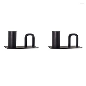 Candle Holders JFBL 2Pcs Wrought Iron Holder Base Black Stand Suitable For Wedding And Dining Table