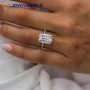 Pierścionki ślubne Jovovasmile karat K Złoty Pierścień x13mm szmaragdowy diamentowy zaręczyny Kobiety