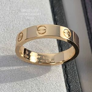 Band Rings 18K 3.6mm love ring V gold material will never fade narrow ring without diamonds luxury brand official reproductions With counterWHU3