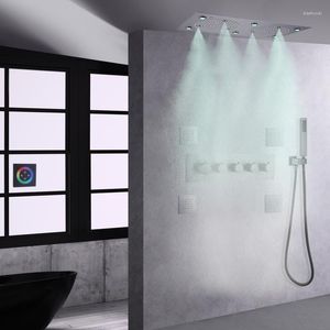 Bathroom Shower Sets Luxury Gun Gray Thermostatic Head Atomization Panel Rainfall Handheld Set
