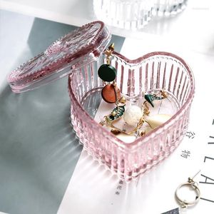 Bottiglie di stoccaggio Love Heart Shape Crystal Glass Candy Cup Barattolo da soggiorno Piatto di frutta secca Zuccheriera Portagioie con coperchio