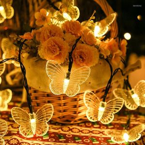 Strings LED Solar Powered Butterfly Fairy String Lights Outdoor Light Garlands For Home Garden Decoration Year 2022 Easter Decor