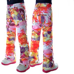 Calça de esqui com babador neve gsou neve nova feminina à prova d'água e calça de algodão de algodão que quente DouB Doub Board Snowboarder Winter FA L221025