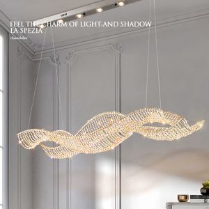 S Crystal Pendant Lamps Modern Linear Pendant Lights Fixture American Shining Spiral Droplight European Luxury Living Matsal Hängande lamplängd 120 cm