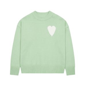 Suéter masculino e feminino nova marca de moda suéter designer de malha camisas de manga comprida bordado francês amis coração padrão gola redonda suéter de malha