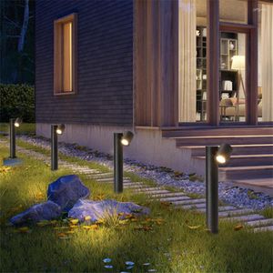 Adjustable Head Outdoor Pillar Light Waterproof Aluminum Post Lawn Lamp LED Rotatable Patio Landscape Pathway Column