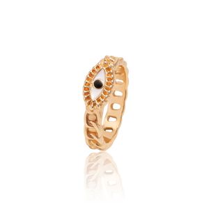 Pregiato dipinto ad olio Devil Eye, anello placcato in oro, anello di apertura femminile alla moda da strada