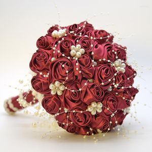 Decorative Flowers 1Pcs/Luxury Artificial Bridal Bridesmaids Holding Crystal Rhinestone Bouquets Wedding Church Supplies Romantic Decor