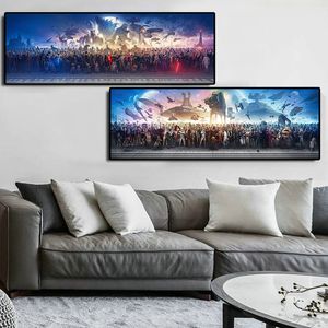 Dipinto su tela Acquerello Film classico tutte le star famose insieme Wall Art Poster Grande paesaggio Stampa Decorazione murale Immagine per la decorazione domestica Senza cornice