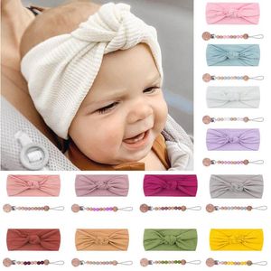 Pacifier Holders Clips Baby Weaning Teething Natural Wooden Infant Cute Hair Bands Headbands Silicone Beads Chews Chain Anti Drop E20629