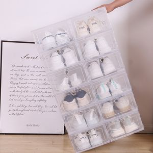 Storage Boxes Bins Fold Plastic Shoes Case Thickened Transparent Drawer Boxes Stackable Box Shoe Organizer Shoebox