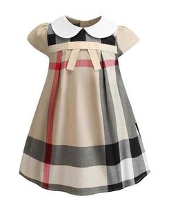 Lapel Summer Little Girls Academy Toddler Rüzgar Kolsuz Puckered Sked Premium Pamuk Bebek Çocuklar Büyük Ekose Dressl40