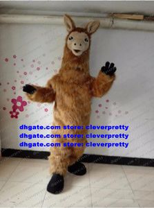 Brown Long Fur Alpaca Llama Mascot Costume Yamma Camel Adult Cartoon Character Outfit Suit Cute Lovable Supermarket zx734