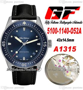 GF Fifty Fathoms Bathyscaphe A1315 Aments Mens Watch 43mm 5100-1140-O52A CASE CASE CASE CARMIC DIAL Blue SAIL CANVAS SUPER EDITION PHETIME B2