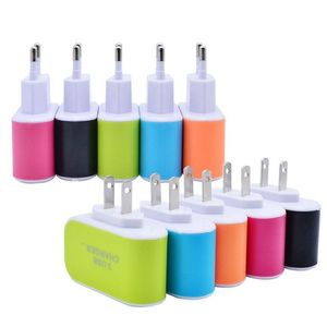 Universal 3 Ports USB Charger 3.1A US EU Plug Fast Charging Smart Mobile Phone Chargers Home Travel Adapter för Samsung Huawei -surfplatta