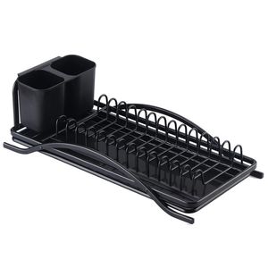 Kitchen Aluminum Plate Rack Rustproof Bar Home Dish Plates Racks Drainboard Black White Housewarming Gifts