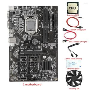 Motherboards B250 12 PCIE BTC Mining Motherboard With CPU Fan Thermal Paste Switch Cable 2 SATA LGA1151 DDR4 SATA3.0 USB3.0 VGA