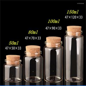 Storage Bottles 12Pcs/Lot 50ml/60ml/80ml/90ml/100ml/120ml/150ml/200ml/240ml Glass With Corks Jars Vials Heatproof Eco-Friendly