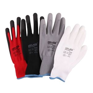 12 пар GMG CE сертифицирован EN388 красный черный PU защитные перчатки рабочие перчатки механика