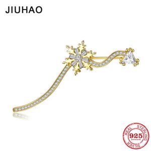 Pins Brooches High Quality 925 Sterling SiLVer AAA Cubic Zirconia Gold Plated SnowFLAKe for Women Jewelry Accesories L221024