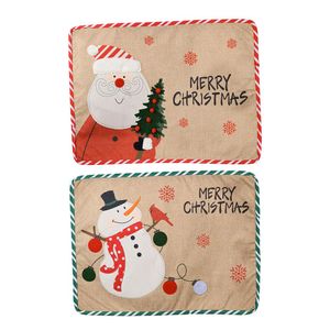 Julplacemats Santa Snowman Pine Tree Xmas Winter Holidays Kök Matsal Rektangulära bordsmattor RRA181