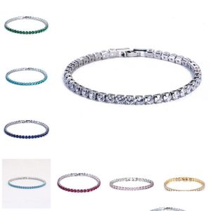 Tennis Armbänder Schmuck Luxus 4mm Zirkonia Iced Out Kette Kristall Hochzeit Für Frauen Männer Gold Silber Armband Drop Delive Otash