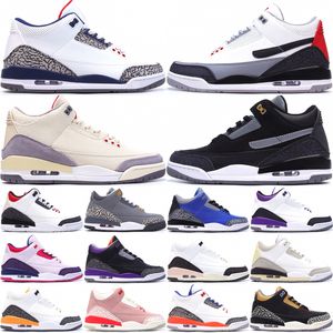 Jump 3 3s Men Women Basketball Shoes Classic Leather Seathers Laser Orange Black Cement Racer Pink Prapment Plate بالكاد العنب في الهواء الطلق أحذية رياضية 36-47