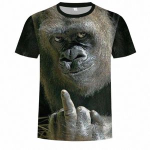 Erkek Tişörtler Hayvan Maymun Maymun D Baskılı T Shirt Erkekler Kadın Moda Günlük Harajuku Stil Yuvarlak Boyun Kısa Kollu Sweatshirt Street Giyim N0OQ