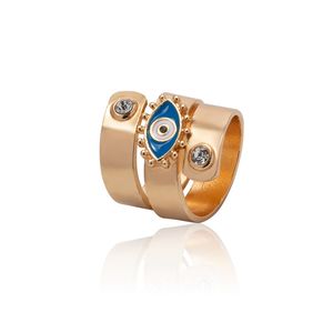 Pintura a óleo de topo Devil Eye Gold - Anel com ringue de rua Pats Pats de jóias de abertura da moda feminina